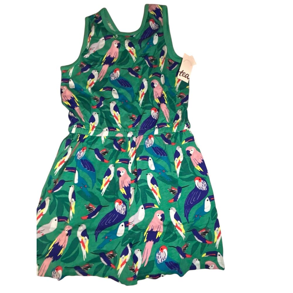NEW Tea Collection green parrot romper size 16
